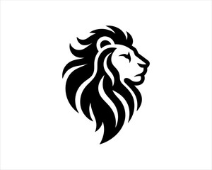 Lion Logo Design Vector Template. Lion Head Logo Icon Vector illustration. Black and white Lion head vector illustration.