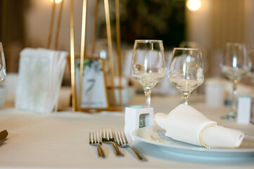 Elegant Wedding Table Setting with Place Card and Favors