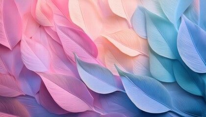 Pastel Dream: A soft, dreamy abstract background featuring delicate, overlapping leaves in pastel pink and blue hues. The image evokes a sense of tranquility and peace.