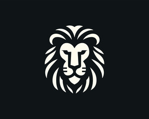 Lion Logo Design Vector Template. Lion Head Logo Icon Vector illustration. Black and white Lion head vector illustration.