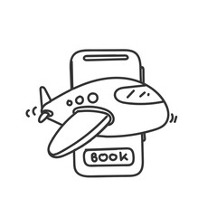 book flight button on mobile doodle style