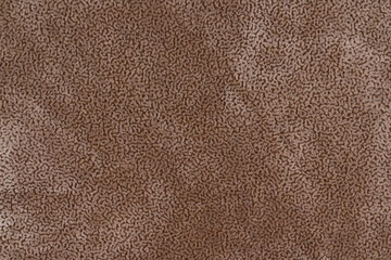 Brown color fabric material with short pile fluffy and soft texture background. Image of tawny surface level fabric cloth, brownish colored background texture of material, blank copy space for design.