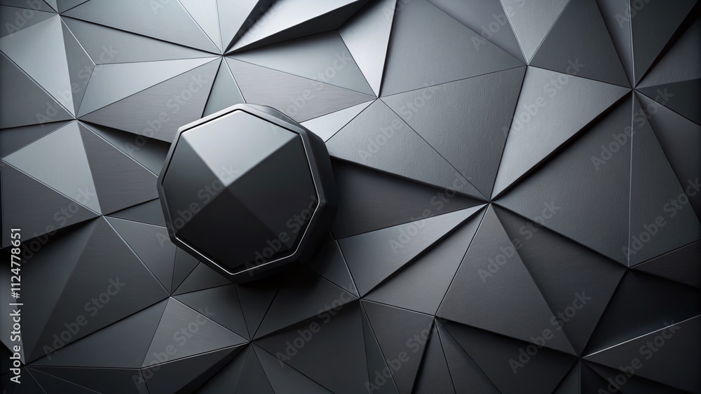 Poster black abstract polygon button template with space for text, ideal for modern digital designs and use