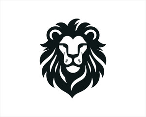 Lion Logo Design Vector Template. Lion Head Logo Icon Vector illustration. Black and white Lion head vector illustration.