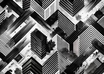 Fototapeta premium Black and White Dry Brush Lines Pattern for Urban Exploration Photography with Modern Aesthetic Appeal and Textural Depth, Perfect for Contemporary Art and Design Projects