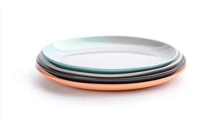 Elegant Stacked Plates in Muted Colors on a Clean White Background for Minimalist Tableware and Dining Decor Inspiration