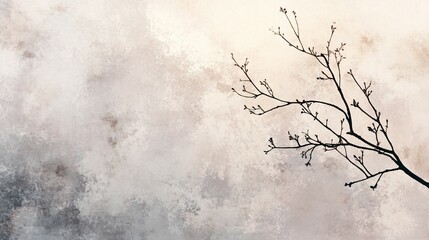 Silhouetted Branch Against Textured Background