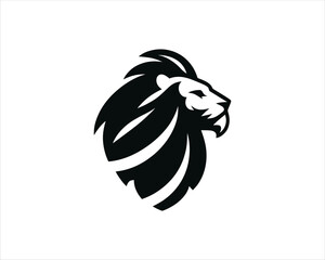 Lion Logo Design Vector Template. Lion Head Logo Icon Vector illustration. Black and white Lion head vector illustration.