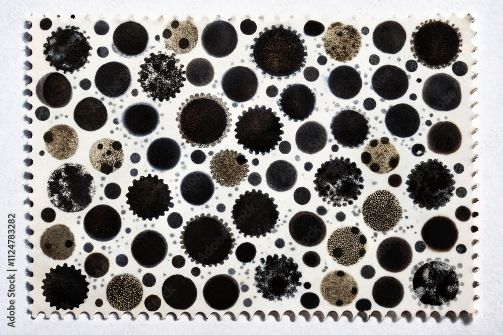 Poster black spots pattern on white background - unique double exposure photography for textures and design