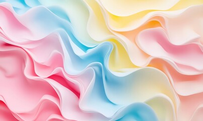 Obraz premium Colorful wavy fabric texture, soft pastel hues, flowing patterns, smooth gradients, vibrant colors, artistic design