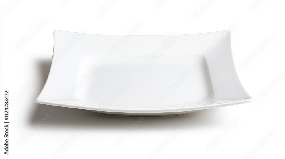 Poster elegant square white plate on a clean surface ideal for culinary presentation and minimalist table s