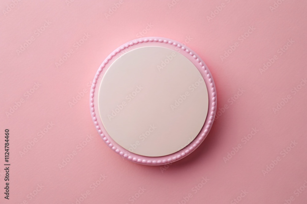 Poster blank round label on a soft pink background for creative design and branding with ample copy space f