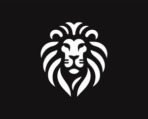 Lion Logo Design Vector Template. Lion Head Logo Icon Vector illustration. Black and white Lion head vector illustration.