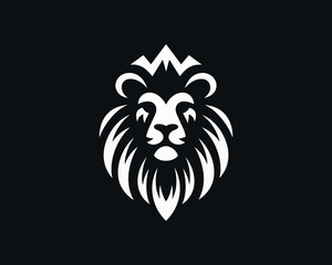 Lion Logo Design Vector Template. Lion Head Logo Icon Vector illustration. Black and white Lion head vector illustration.