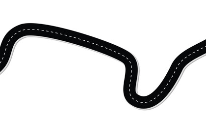Top view of race track and highway. winding curve road infographic. wavy road with winding curves. way location. racing route. speed race