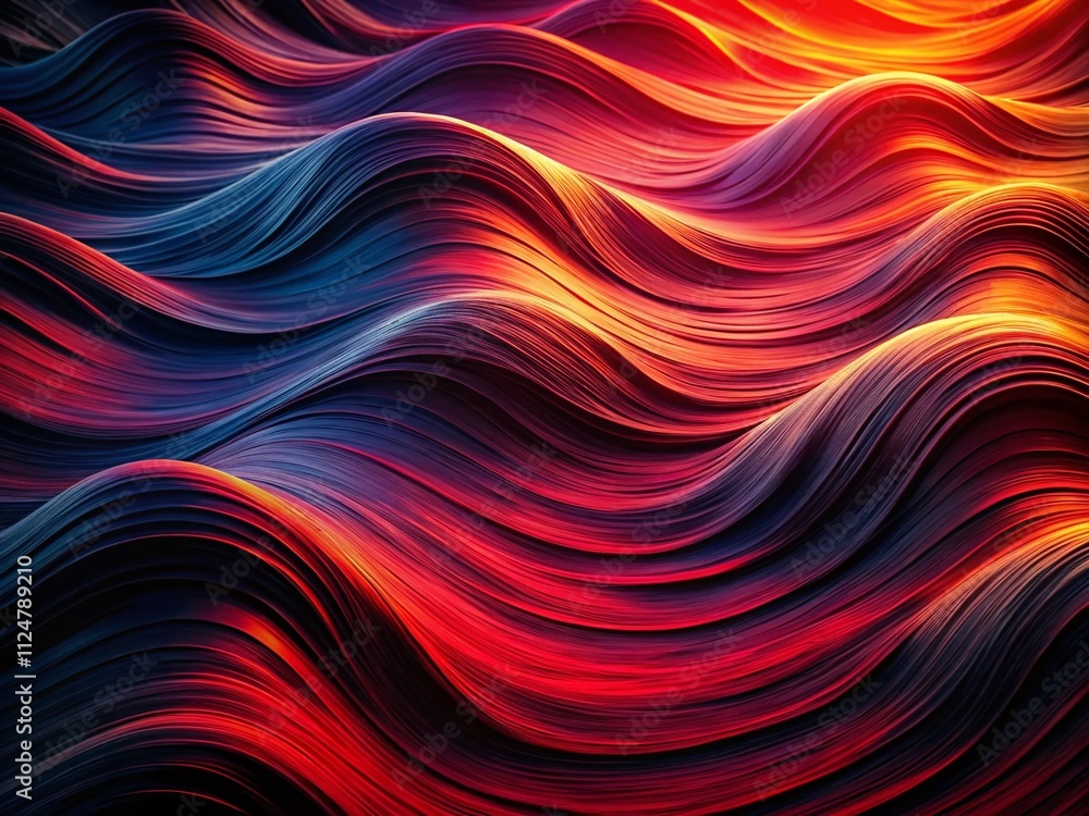 Poster bold abstract background with gradient contrast of deep blacks and vivid reds, featuring dynamic wav