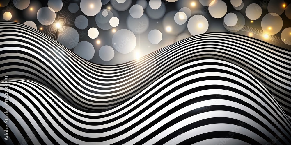 Aufkleber bold monochrome wavy stripes pattern - abstract background with distorted lines, decorative black an