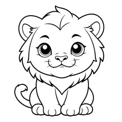 Fototapeta premium Adorable coloring page featuring cute animals. Perfect for kids' activity books, educational materials, and creative projects