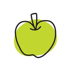 Apple doodle icon or logo, hand drawn with thin line. PNG isolated on transparent background and vector illustration