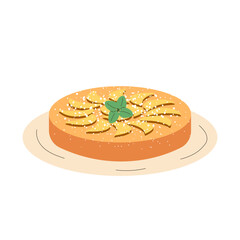 Tarte tatin. French cuisine, food, dish. Vector illustration isolated on white background