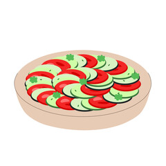 Ratatouille vegetable stew. French cuisine, food, dish. Vector illustration isolated on white background
