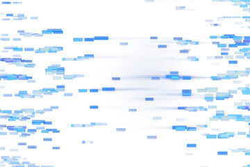 Obraz premium Abstract digital blue linear elements scattered on a white background, clean tech style, concept of virtual connections and design. 3D Rendering.