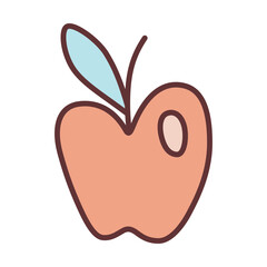 Apple doodle icon or logo, hand drawn with thin line. PNG isolated on transparent background and vector illustration