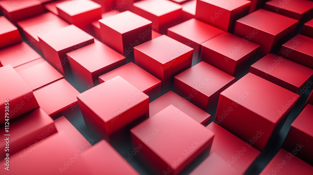Aufkleber Red cubes creating an abstract modern background