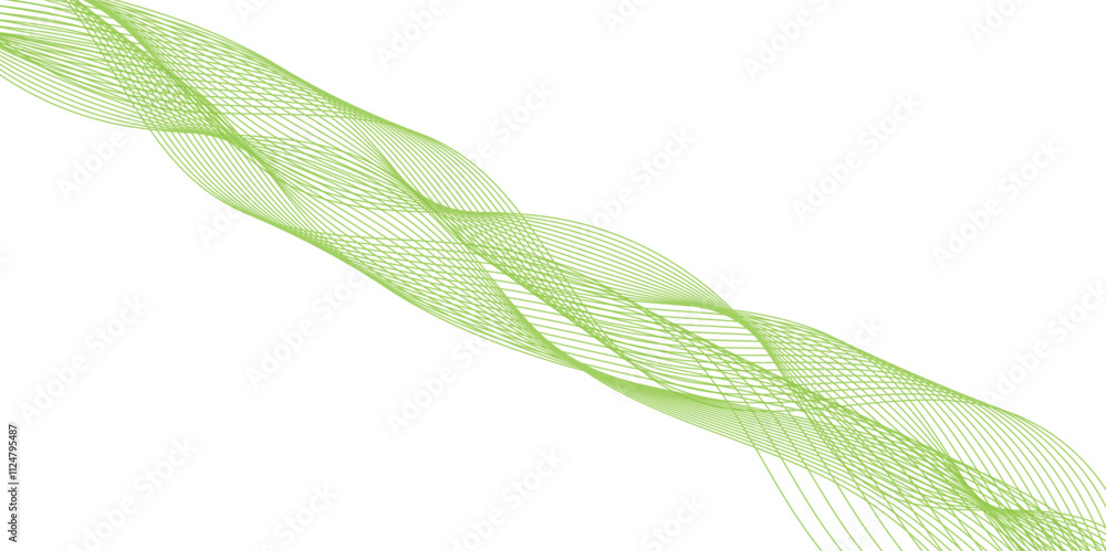 Fototapete abstract wavy green stream element for design on transparent background isolated. green lines vector