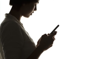 Woman Texting on Smartphone with Natural Light Background