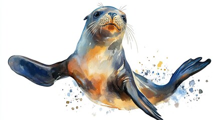 Watercolor Painting of a California Sea Lion