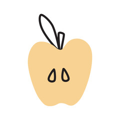 Apple doodle icon or logo, hand drawn with thin line. PNG isolated on transparent background and vector illustration