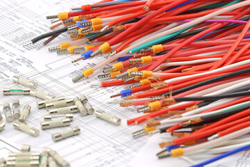 Fototapeta premium Fuses to protect the equipment. Soft focus. Close-up.