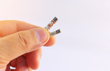 Fuses to protect the equipment. Soft focus. Close-up.