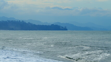 Waves And Tempest On The Surface Of The Ocean. Warm Summer Southern Seascape. Still.
