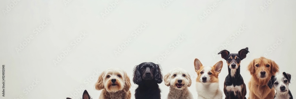 Aufkleber a variety of dogs of various breeds and sizes gather together, showcasing their unique features in a