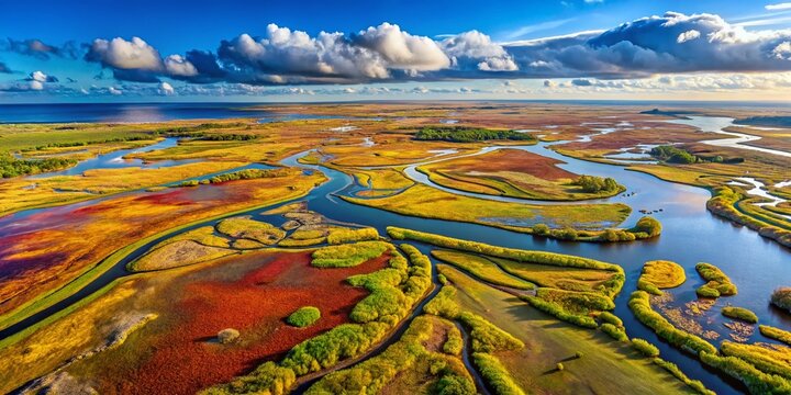 Breathtaking Salt Marshes at Bovet Bugt in Denmark: A Serene Landscape of Textures, Colors, and Natural Beauty Captured in Conceptual Photography