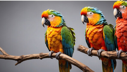 Obraz premium Parrot on Branch with Colorful Feathers