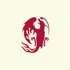 simple logo of phoenix the fire bird