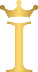 Golden Letter i with crown