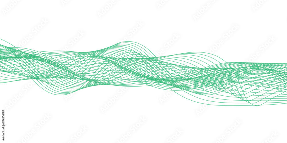 Fototapete abstract wavy green stream element for design on transparent background isolated. green lines vector