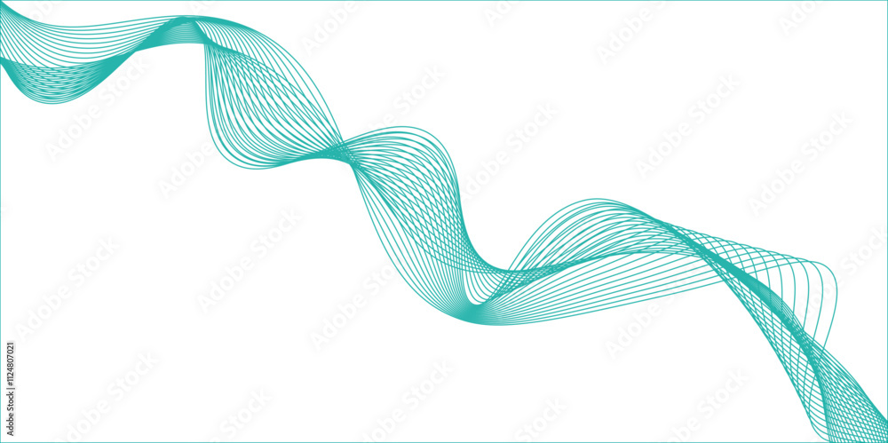 Fototapete abstract wavy green stream element for design on transparent background isolated. green lines vector