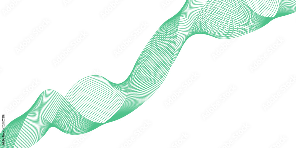 Fototapete abstract wavy green stream element for design on transparent background isolated. green lines vector