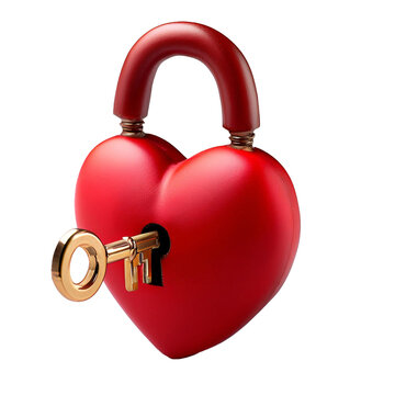 un hermoso corazon con llave que abre al amor por dia de los enamorados san valentin sobre fondo transparente