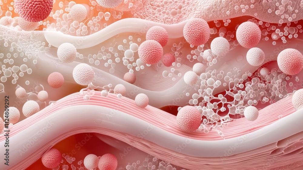Aufkleber a vibrant, abstract representation of cellular structures, featuring swirling patterns and various s