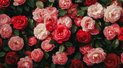 Naklejka premium Vibrant Roses in Abundant Floral Display