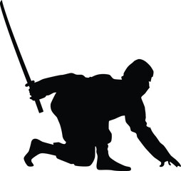 Japanese ninja silhouette illustration © Budypiasa