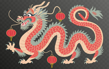 Chinese New Year Dragon png. Dragon on isolated transparent background. Chinese New Year design.