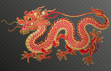 Chinese New Year Dragon png. Dragon on isolated transparent background. Chinese New Year design.