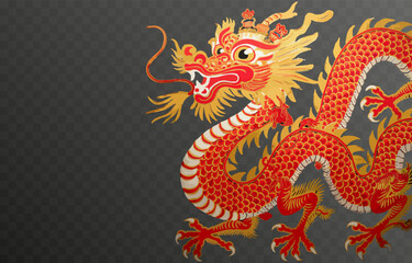 Chinese New Year Dragon png. Dragon on isolated transparent background. Chinese New Year design.
